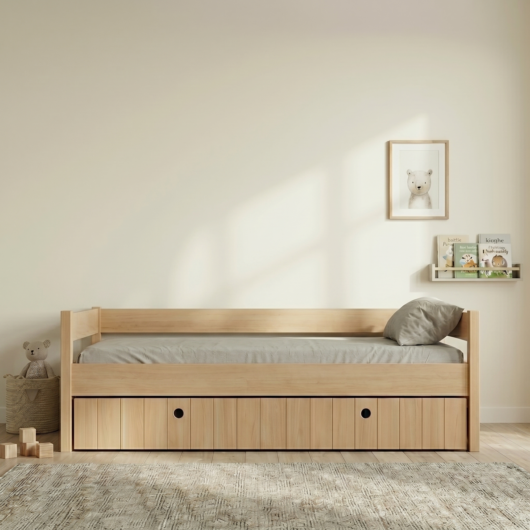 Κρεβάτι Kiddy Natural Ημίδιπλο Montessori 3 σε 1 με αφαιρούμενη σκεπή