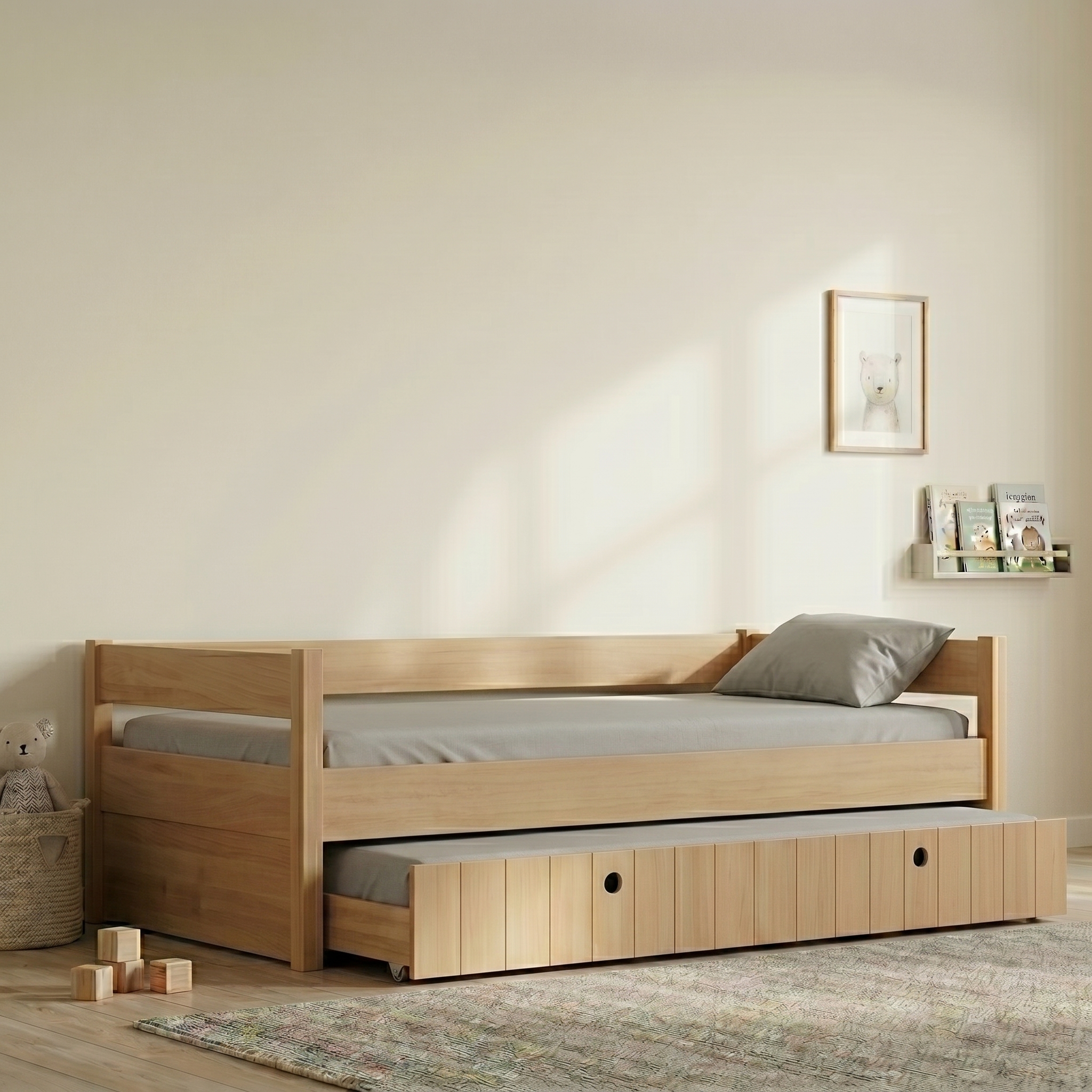 Κρεβάτι Kiddy Natural Ημίδιπλο Montessori 3 σε 1 με αφαιρούμενη σκεπή