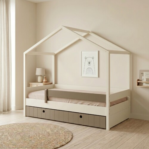 Κρεβάτι Dreamy Ημίδιπλο Montessori 3 σε 1 με αφαιρούμενο σπιτάκι